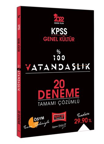 Yargı Yayınları 2022 KPSS Genel Kültür %100 Vatandaşlık Tamamı Çözümlü 20 Deneme